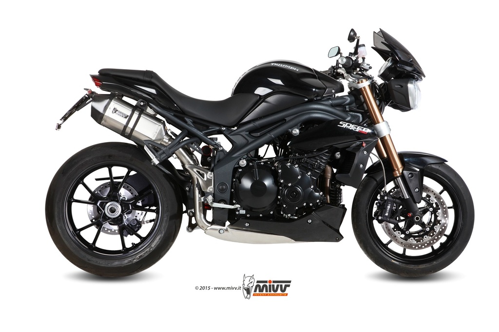 Mivv 2 Slip-On Speed edge St. Steel con tapa carbono Triumph Speed Triple 2011-15