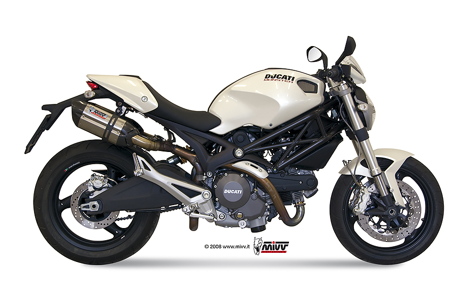 Mivv 2 Slip-On Suono St. Steel con tapa carbono Ducati Monster 696 2008-14