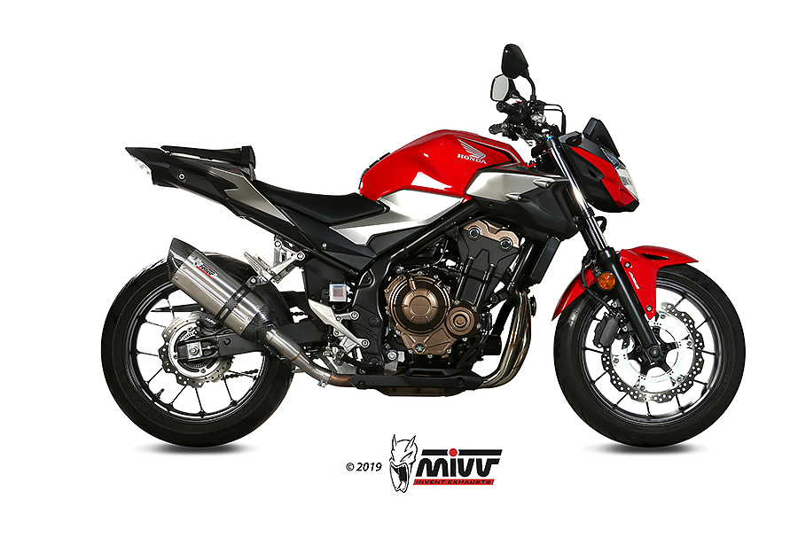 Mivv Slip-On Suono St. Steel con tapa carbono Honda CB 500 F 2019-24