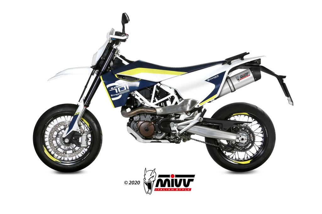 Mivv Slip-On Oval titan con tapa carbono Husqvarna 701 Enduro / Supermoto 2017-20