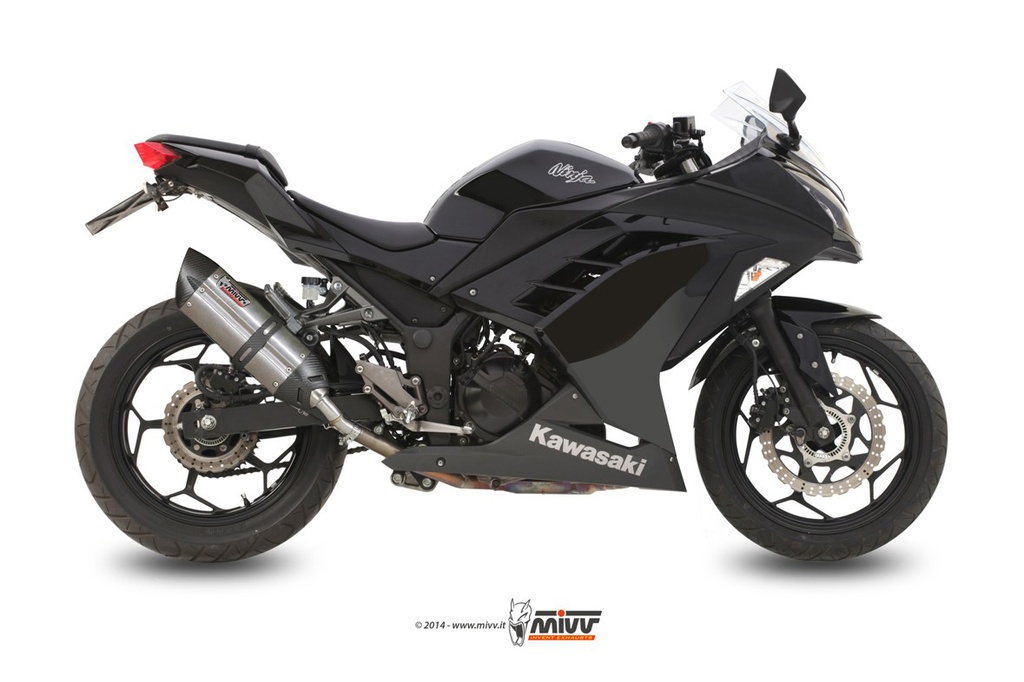 Mivv Slip-On Suono St. Steel con tapa carbono Kawasaki Ninja 300 2013-16 / Z300 2015-16