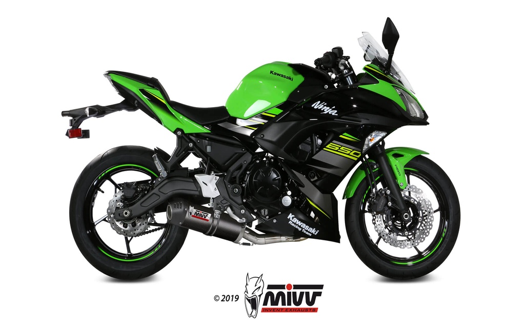 Mivv Full system 2x1 Oval carbono con tapa carbono Kawasaki Ninja 650 / Z650 2017-23