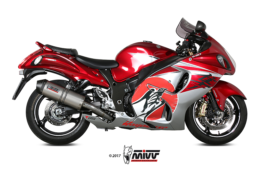 Mivv 2 Slip-On Oval titan con tapa carbono Suzuki GSX-R 1300 Hayabusa 2008-17