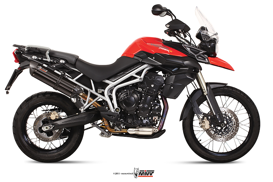 Mivv Slip-On Suono black con tapa carbono Triumph Tiger 800 XC / XR / XRx / XCx / XRT / XCA 11-16