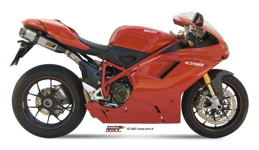 Mivv 2 Slip-On Suono St. Steel con tapa carbono Ducati 848 2007-13 / 1098 2007-11 / 1198 2009-12