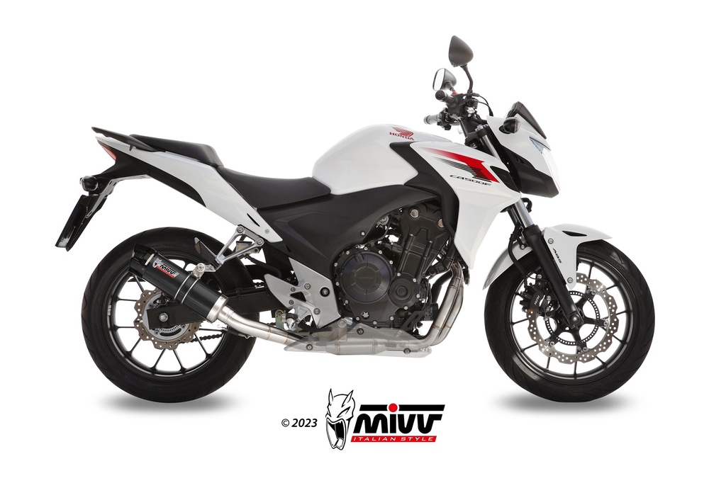 Mivv Slip-On GP black con tapa carbono Honda CB 500 F/X / CBR 500 R 2013-15