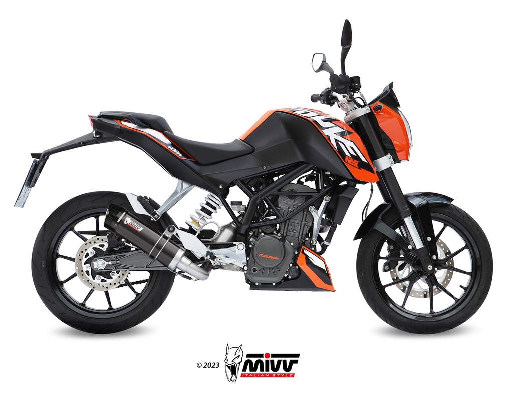 Mivv Full system 1x1 GP black con tapa carbono KTM 125 Duke 2011-16 / 200 Duke 2012-14