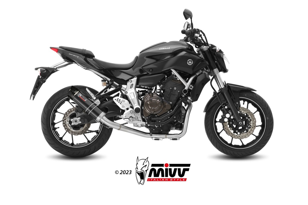 Mivv Full system 2x1 GP black con tapa carbono Yamaha MT-07 / FZ-07 2014-24