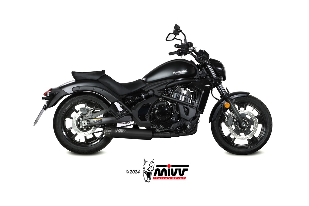 MIVV FULL SYSTEM 2x1 HR-1 BLACK CON TAPA DE CARBONO KAWASAKI VULCAN S 2017-23