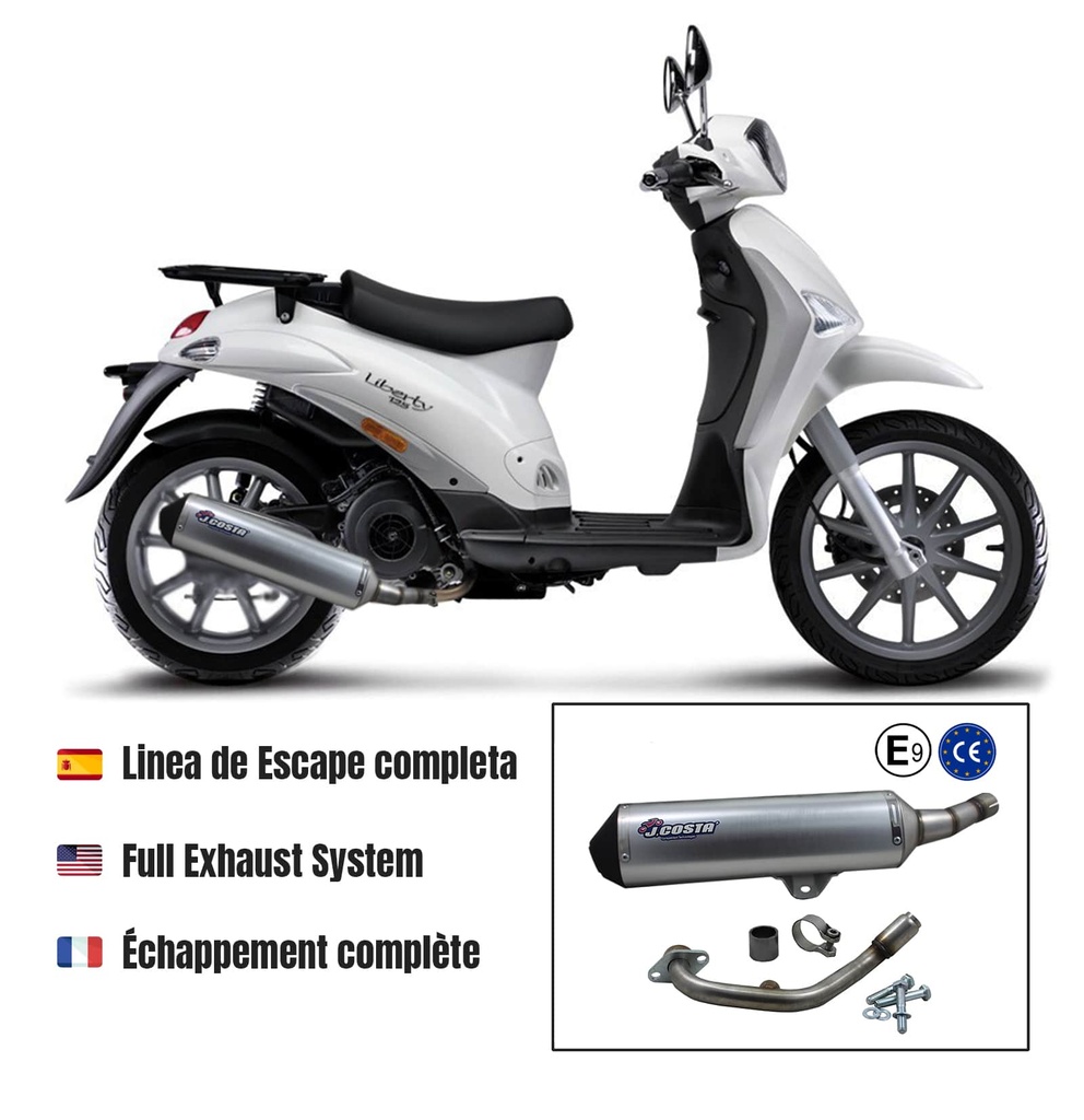 Escape Urban para: Aprilia SR Motard 125 / Derbi Boulevard 4T 125 - Sonar 125 / Piaggio Fly 125 - Liberty 125/200 - Typhon 125 - X8 (air cooled) 125