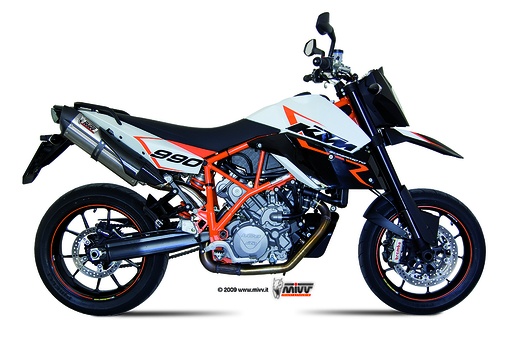 [KT.005.L7] Mivv 2 Bolt-On Suono St. Steel con tapa carbono KTM 950 Supermoto R 05-06 / 990 Supermoto R 07-13