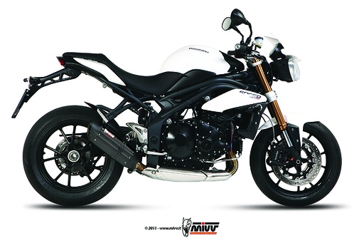 [T.012.L9] Mivv Slip-On Suono black con tapa carbono Triumph Speed Triple 2011-15